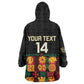 Custom Ghana Black Stars Wearable Blanket Hoodie Adinkra Pattern - Football Style