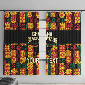 Custom Ghana Black Stars Window Curtain Adinkra Pattern - Football Style