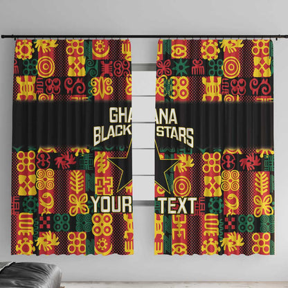 Custom Ghana Black Stars Window Curtain Adinkra Pattern - Football Style