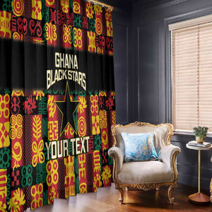 Custom Ghana Black Stars Window Curtain Adinkra Pattern - Football Style