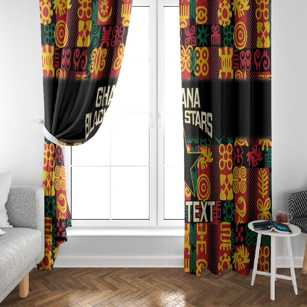 Custom Ghana Black Stars Window Curtain Adinkra Pattern - Football Style