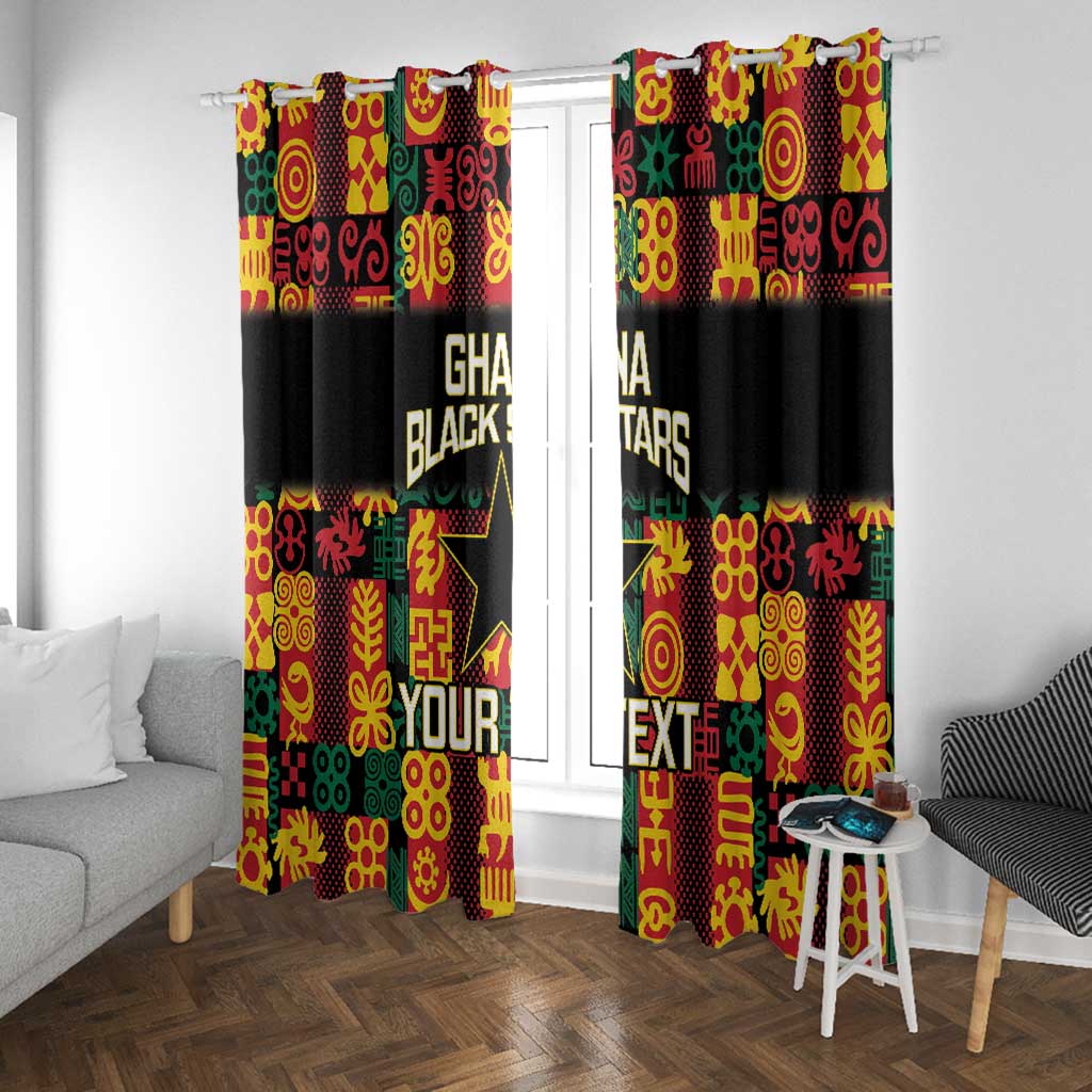 Custom Ghana Black Stars Window Curtain Adinkra Pattern - Football Style