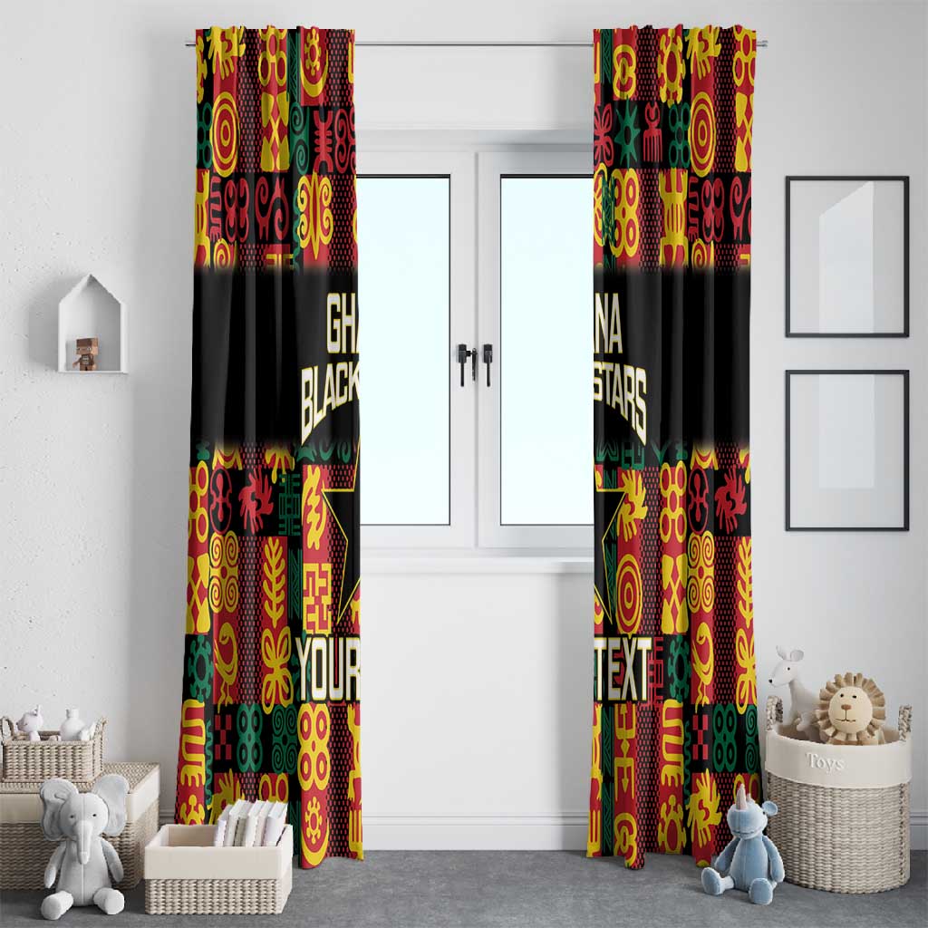 Custom Ghana Black Stars Window Curtain Adinkra Pattern - Football Style
