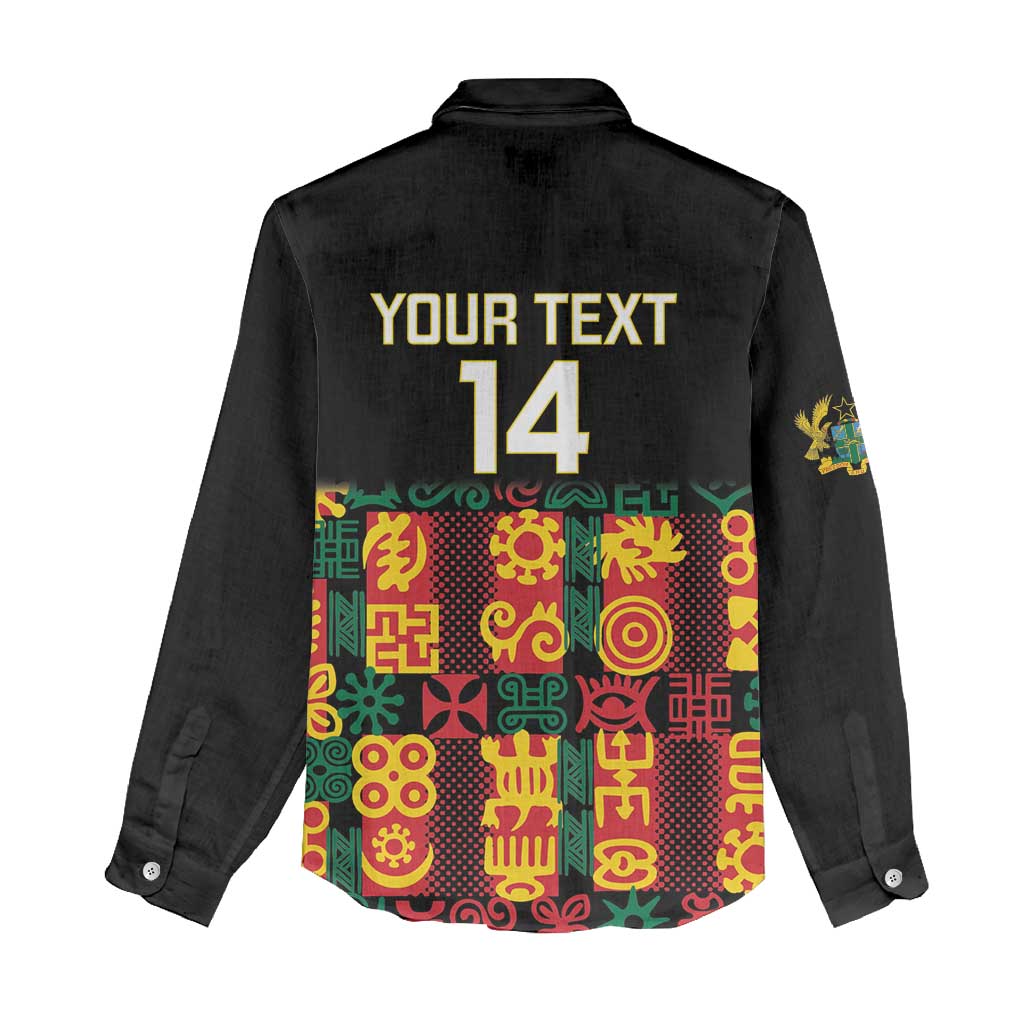 Custom Ghana Black Stars Women Casual Shirt Adinkra Pattern - Football Style