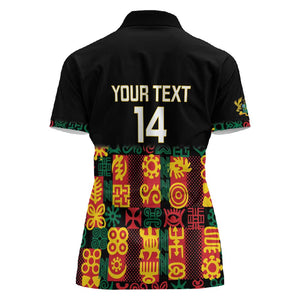 Custom Ghana Black Stars Women Polo Shirt Adinkra Pattern - Football Style