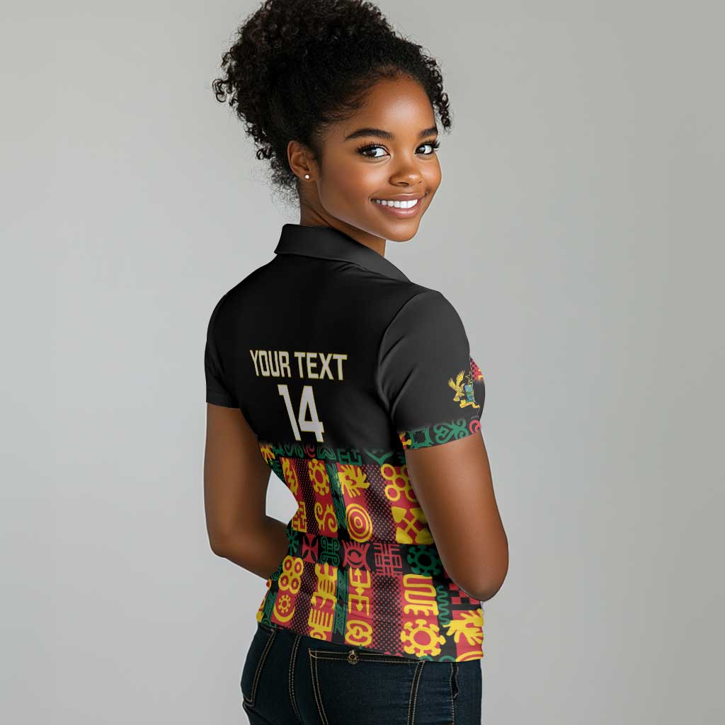 Custom Ghana Black Stars Women Polo Shirt Adinkra Pattern - Football Style