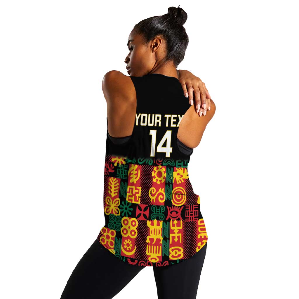 Custom Ghana Black Stars Women Racerback Tank Adinkra Pattern - Football Style