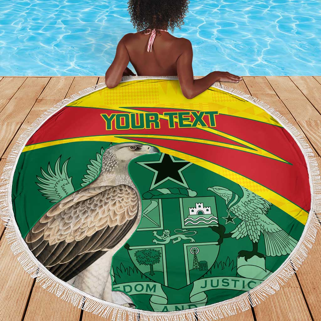 Custom Ghana Black Batters Beach Blanket Ghanaian Tawny Eagle - Cricket Style
