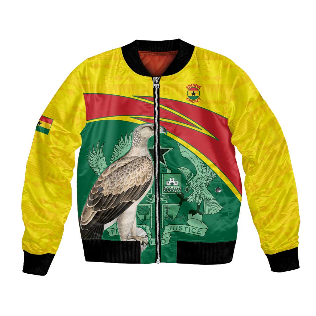 Custom Ghana Black Batters Bomber Jacket Ghanaian Tawny Eagle - Cricket Style