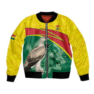 Custom Ghana Black Batters Bomber Jacket Ghanaian Tawny Eagle - Cricket Style