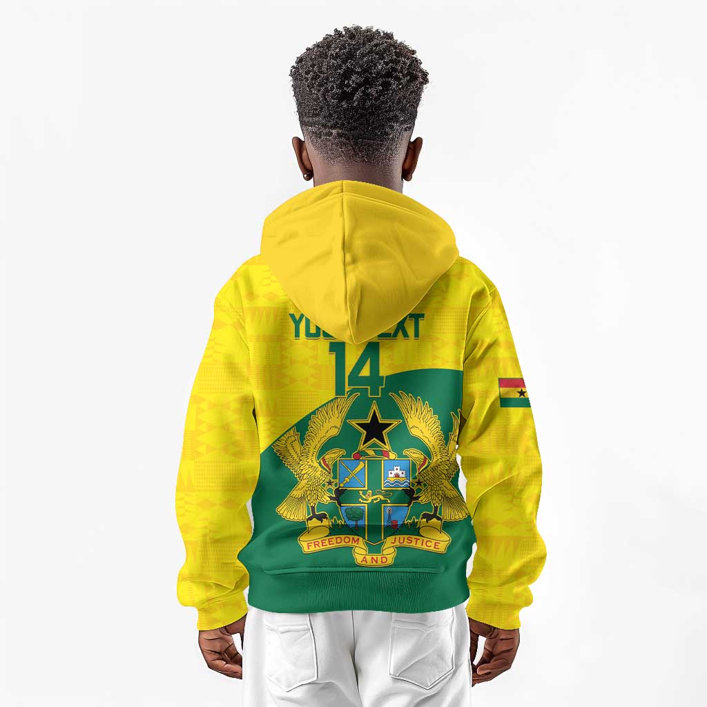 Custom Ghana Black Batters Kid Hoodie Ghanaian Tawny Eagle - Cricket Style