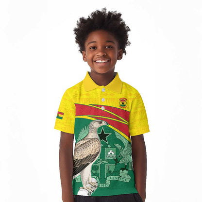Custom Ghana Black Batters Kid Polo Shirt Ghanaian Tawny Eagle - Cricket Style