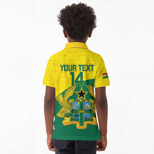 Custom Ghana Black Batters Kid Polo Shirt Ghanaian Tawny Eagle - Cricket Style
