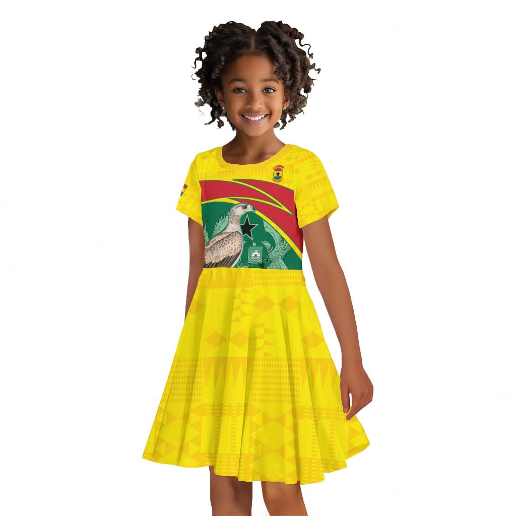 Custom Ghana Black Batters Kid Short Sleeve Dress Ghanaian Tawny Eagle - Cricket Style