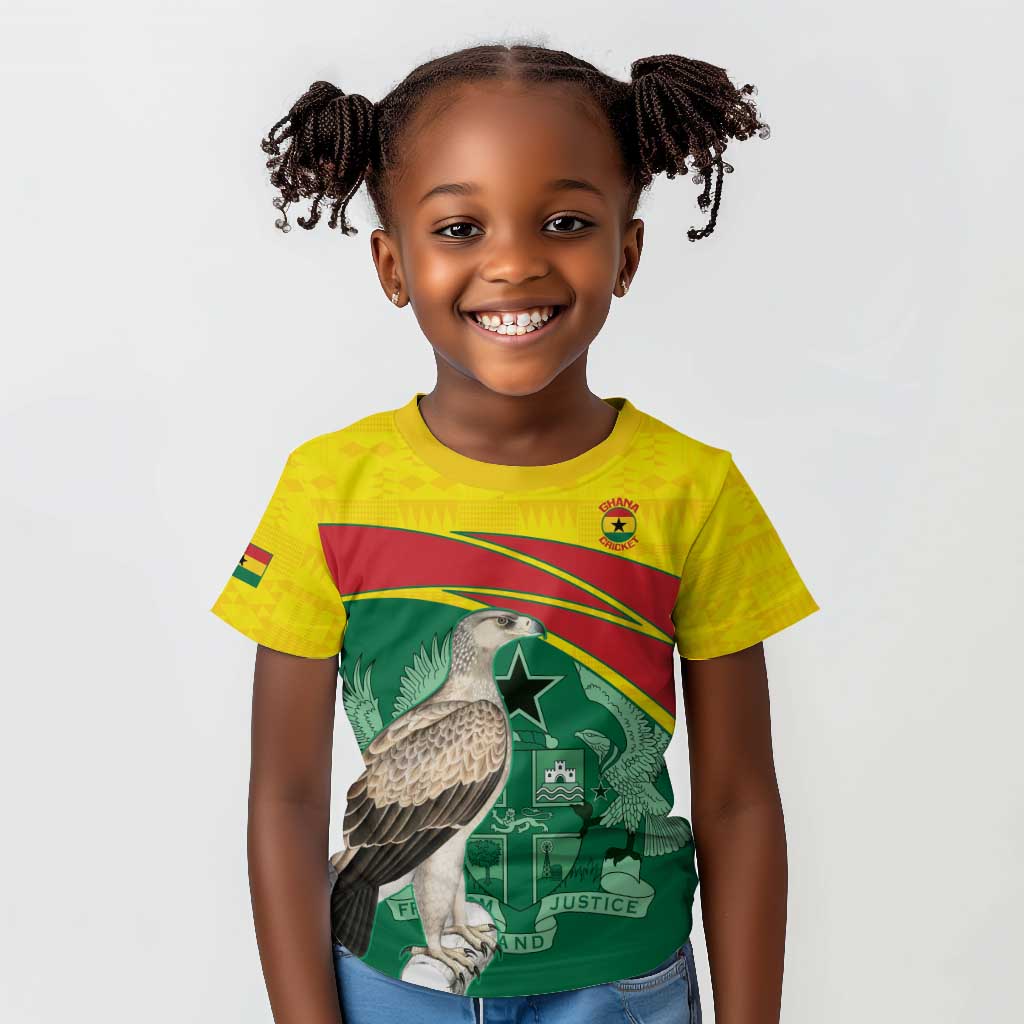 Custom Ghana Black Batters Kid T shirt Ghanaian Tawny Eagle - Cricket Style