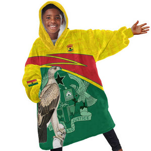 Custom Ghana Black Batters Kid Wearable Blanket Hoodie Ghanaian Tawny Eagle - Cricket Style