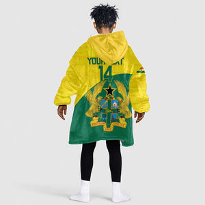 Custom Ghana Black Batters Kid Wearable Blanket Hoodie Ghanaian Tawny Eagle - Cricket Style