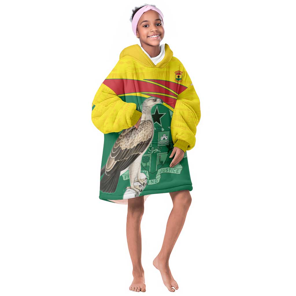 Custom Ghana Black Batters Kid Wearable Blanket Hoodie Ghanaian Tawny Eagle - Cricket Style