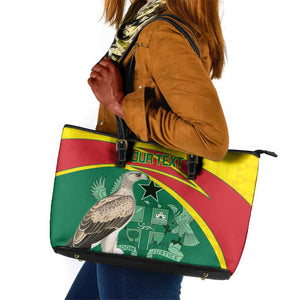 Custom Ghana Black Batters Leather Tote Bag Ghanaian Tawny Eagle - Cricket Style