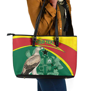 Custom Ghana Black Batters Leather Tote Bag Ghanaian Tawny Eagle - Cricket Style