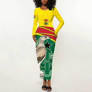 Custom Ghana Black Batters Long Sleeve Bodycon Dress Ghanaian Tawny Eagle - Cricket Style LT14