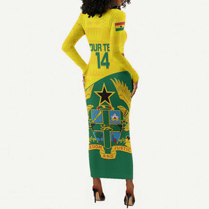 Custom Ghana Black Batters Long Sleeve Bodycon Dress Ghanaian Tawny Eagle - Cricket Style LT14