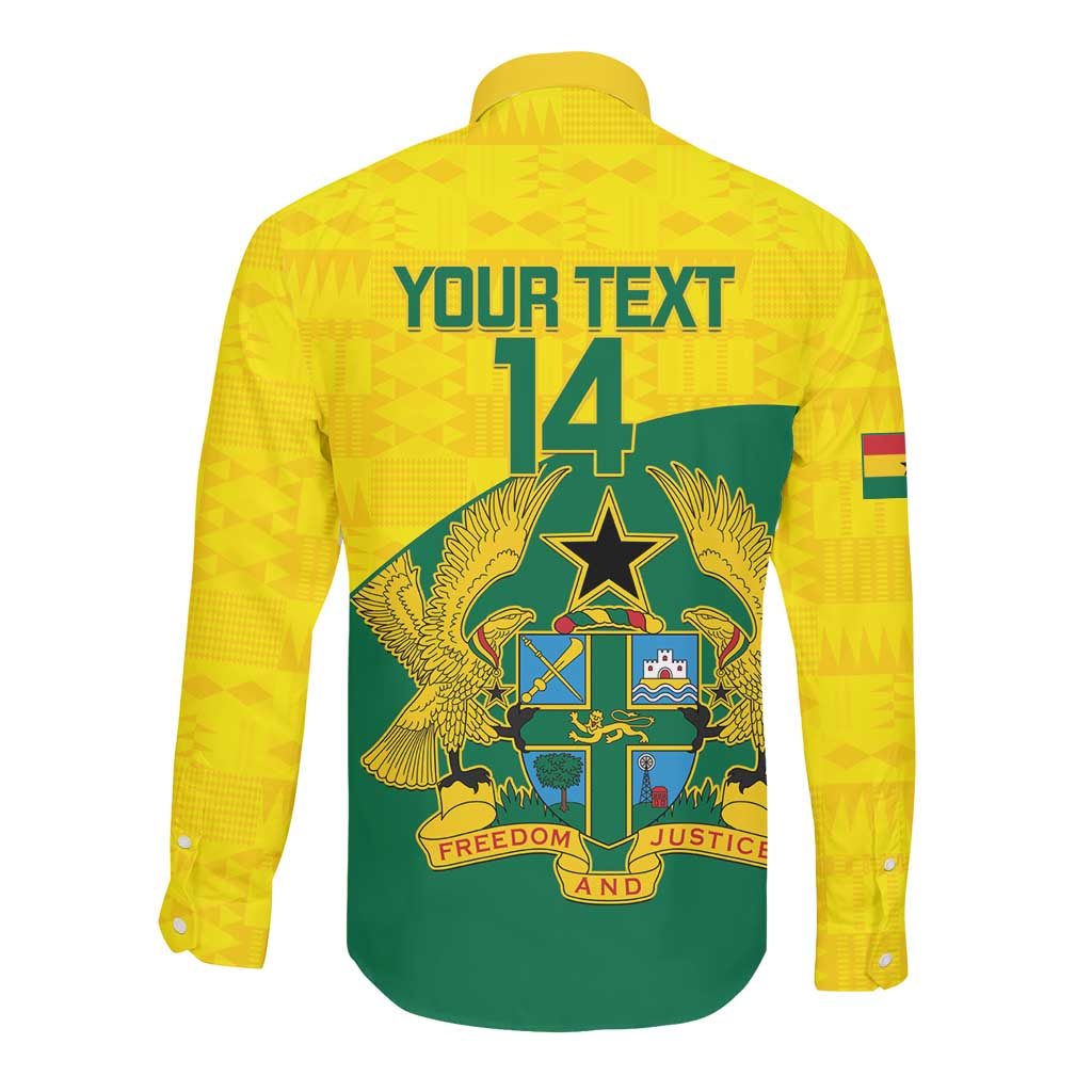 Custom Ghana Black Batters Long Sleeve Button Shirt Ghanaian Tawny Eagle - Cricket Style
