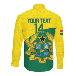 Custom Ghana Black Batters Long Sleeve Button Shirt Ghanaian Tawny Eagle - Cricket Style