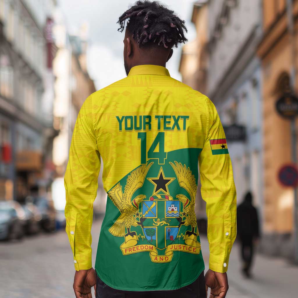 Custom Ghana Black Batters Long Sleeve Button Shirt Ghanaian Tawny Eagle - Cricket Style