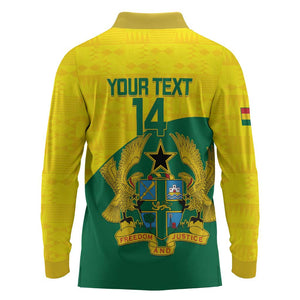 Custom Ghana Black Batters Long Sleeve Polo Shirt Ghanaian Tawny Eagle - Cricket Style