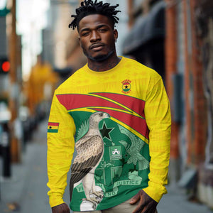 Custom Ghana Black Batters Long Sleeve Shirt Ghanaian Tawny Eagle - Cricket Style