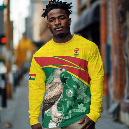 Custom Ghana Black Batters Long Sleeve Shirt Ghanaian Tawny Eagle - Cricket Style