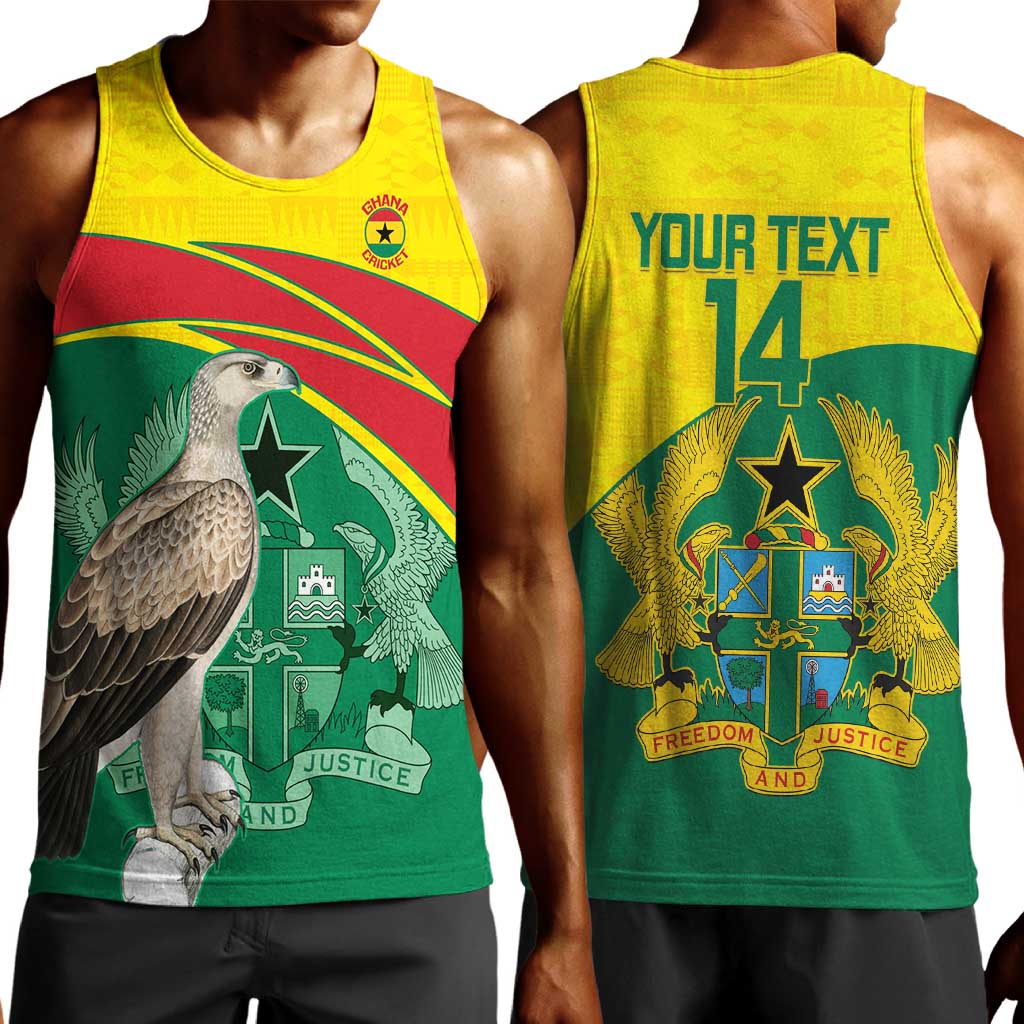Custom Ghana Black Batters Men Tank Top Ghanaian Tawny Eagle - Cricket Style