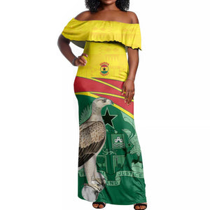 Custom Ghana Black Batters Off Shoulder Maxi Dress Ghanaian Tawny Eagle - Cricket Style