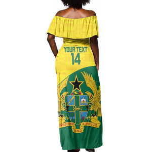 Custom Ghana Black Batters Off Shoulder Maxi Dress Ghanaian Tawny Eagle - Cricket Style