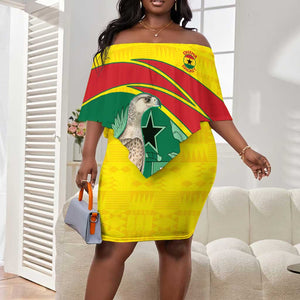 Custom Ghana Black Batters Off Shoulder Short Dress Ghanaian Tawny Eagle - Cricket Style