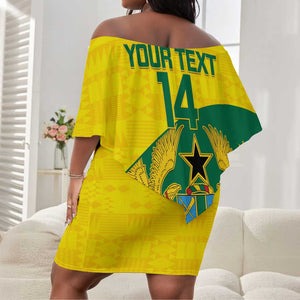 Custom Ghana Black Batters Off Shoulder Short Dress Ghanaian Tawny Eagle - Cricket Style