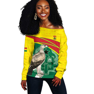 Custom Ghana Black Batters Off Shoulder Sweater Ghanaian Tawny Eagle - Cricket Style