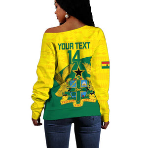Custom Ghana Black Batters Off Shoulder Sweater Ghanaian Tawny Eagle - Cricket Style