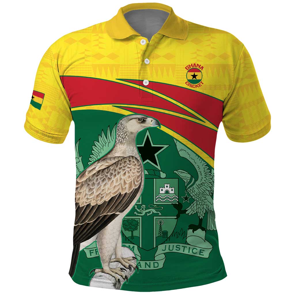 Custom Ghana Black Batters Polo Shirt Ghanaian Tawny Eagle - Cricket Style