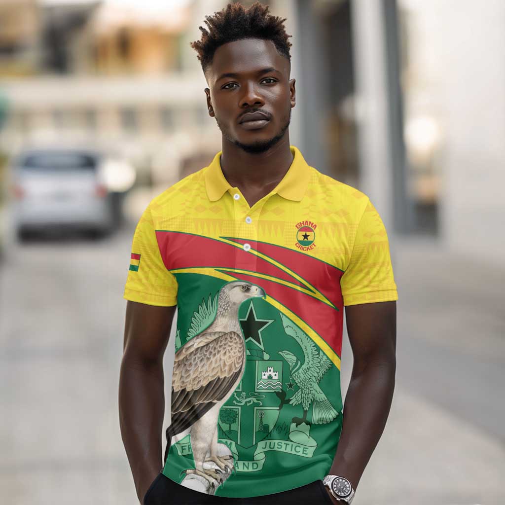 Custom Ghana Black Batters Polo Shirt Ghanaian Tawny Eagle - Cricket Style