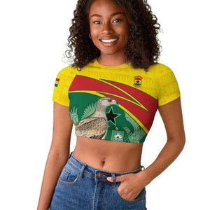 Custom Ghana Black Batters Raglan Cropped T shirt Ghanaian Tawny Eagle - Cricket Style