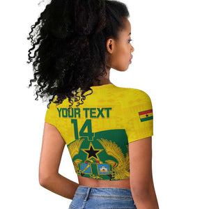 Custom Ghana Black Batters Raglan Cropped T shirt Ghanaian Tawny Eagle - Cricket Style