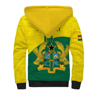 Custom Ghana Black Batters Sherpa Hoodie Ghanaian Tawny Eagle - Cricket Style