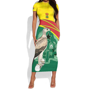 Custom Ghana Black Batters Short Sleeve Bodycon Dress Ghanaian Tawny Eagle - Cricket Style LT14