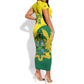 Custom Ghana Black Batters Short Sleeve Bodycon Dress Ghanaian Tawny Eagle - Cricket Style LT14