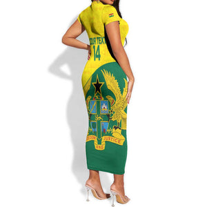 Custom Ghana Black Batters Short Sleeve Bodycon Dress Ghanaian Tawny Eagle - Cricket Style LT14