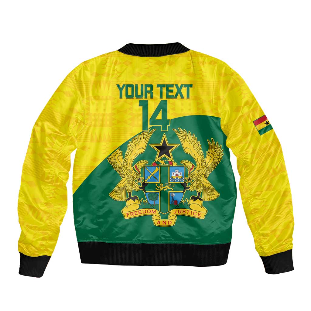 Custom Ghana Black Batters Sleeve Zip Bomber Jacket Ghanaian Tawny Eagle - Cricket Style