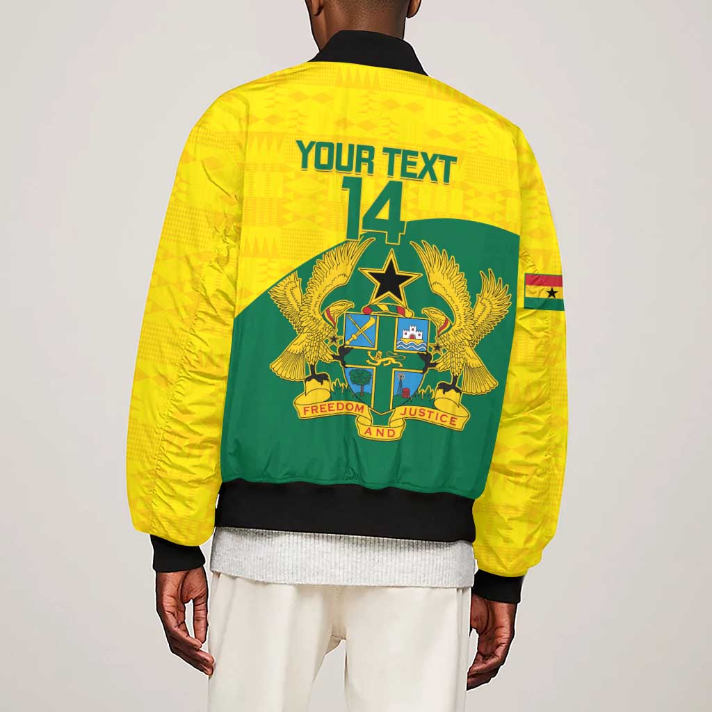 Custom Ghana Black Batters Sleeve Zip Bomber Jacket Ghanaian Tawny Eagle - Cricket Style
