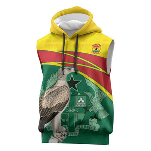 Custom Ghana Black Batters Sleeveless Hoodie Ghanaian Tawny Eagle - Cricket Style - African Pride